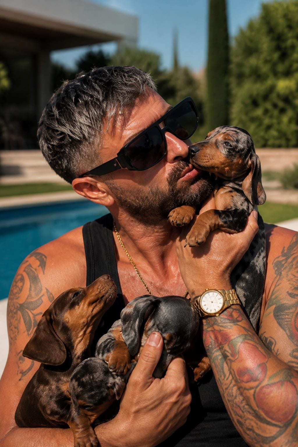 Famiglia con cuccioli di Bassotto Hysabel Luxury