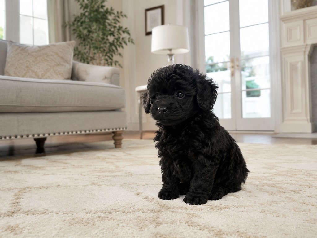 Cucciolo di Barboncino nero in casa